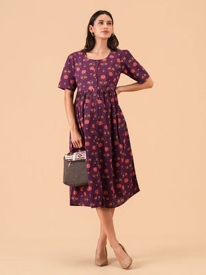 Purple Royale Maternity and Nursing Dress - S Maternity Casual Dress