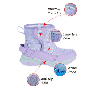 Purple Snowflake Waterproof Winter Snow Boots for Women for Minus Degree Temperature - 36 EUR Winter Wear