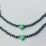 Pushker Badri Sarraf Green Star Silver with Black Beads Bracelet/ Nazaria - KADA-NZGS