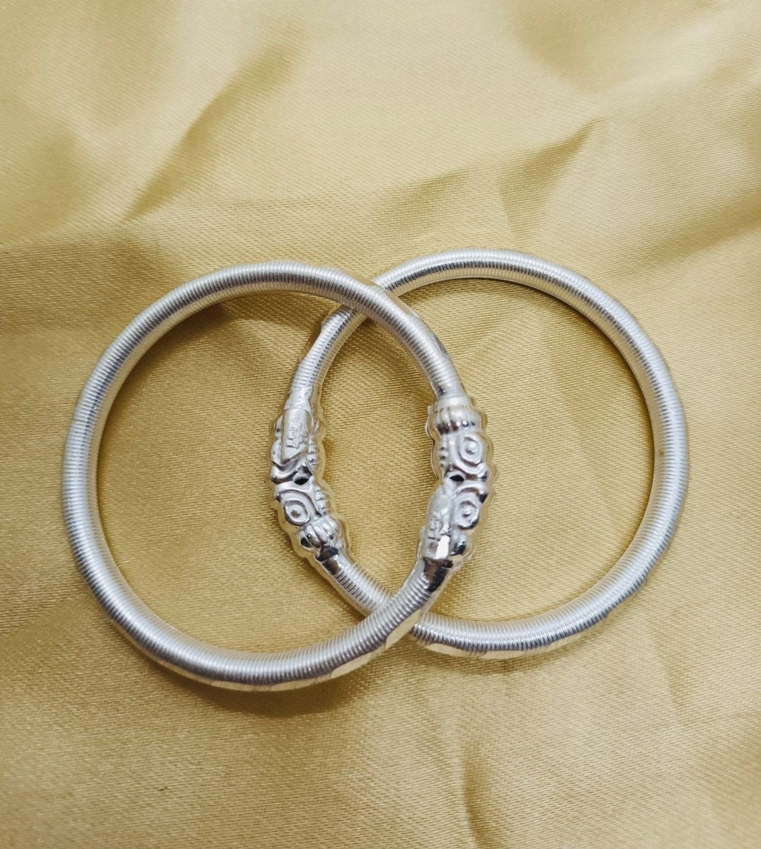 Pushker Badri Sarraf Lucent Pure Silver Baby Bracelets/Kada- (Set of 2) - KADA-LUC