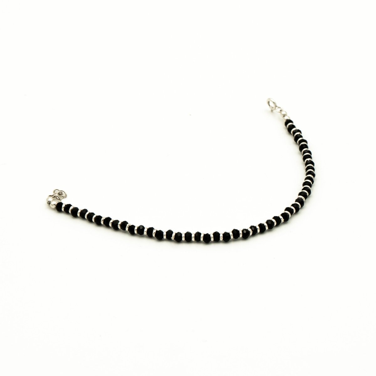 Pushker Badri Sarraf Pure Silver Black Beads Anklet/Nazaria - PSWA-01