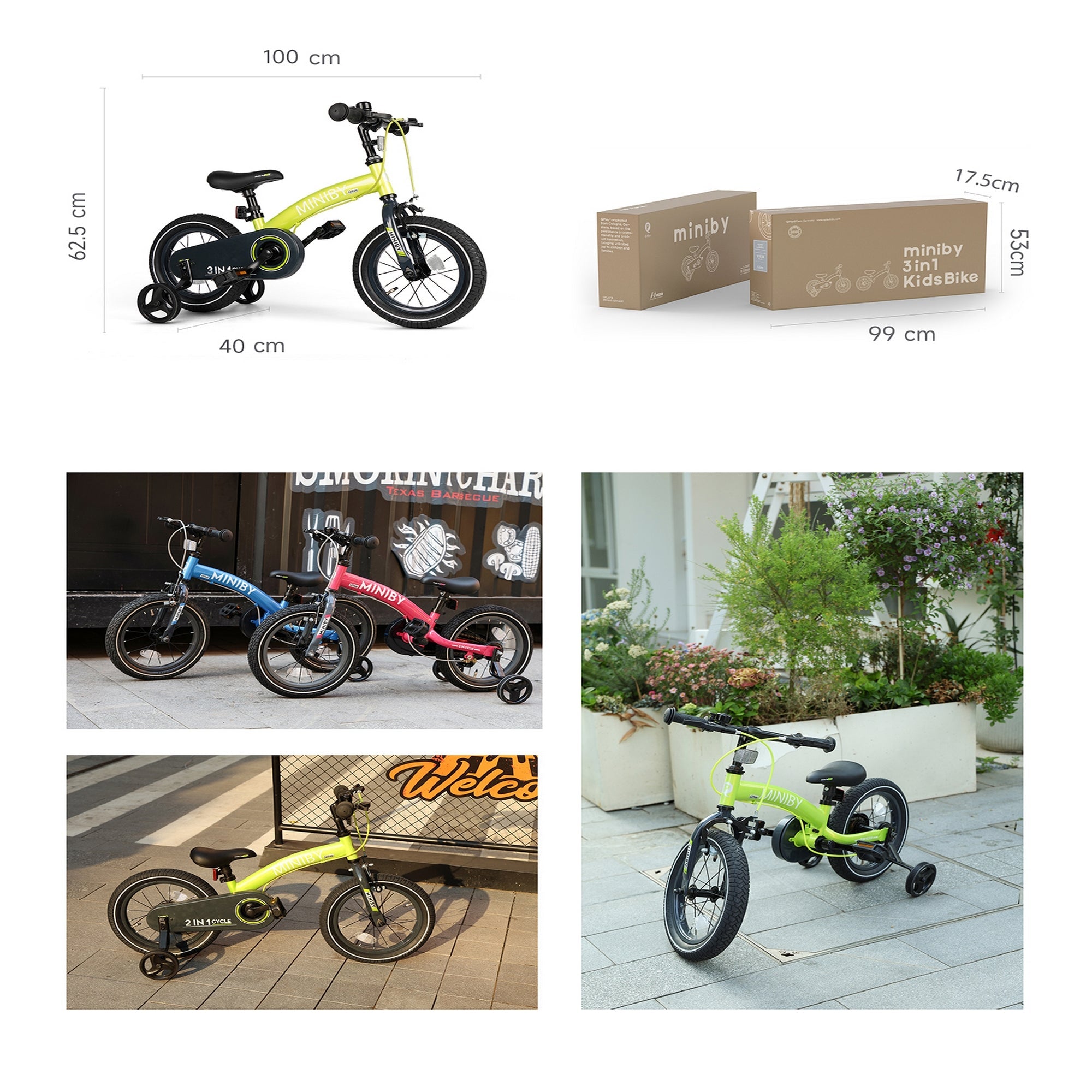 Qplay Bikes/Bicycle 14 "Miniby Air 1.5 Years to 8 Years - CB - 01 - GR