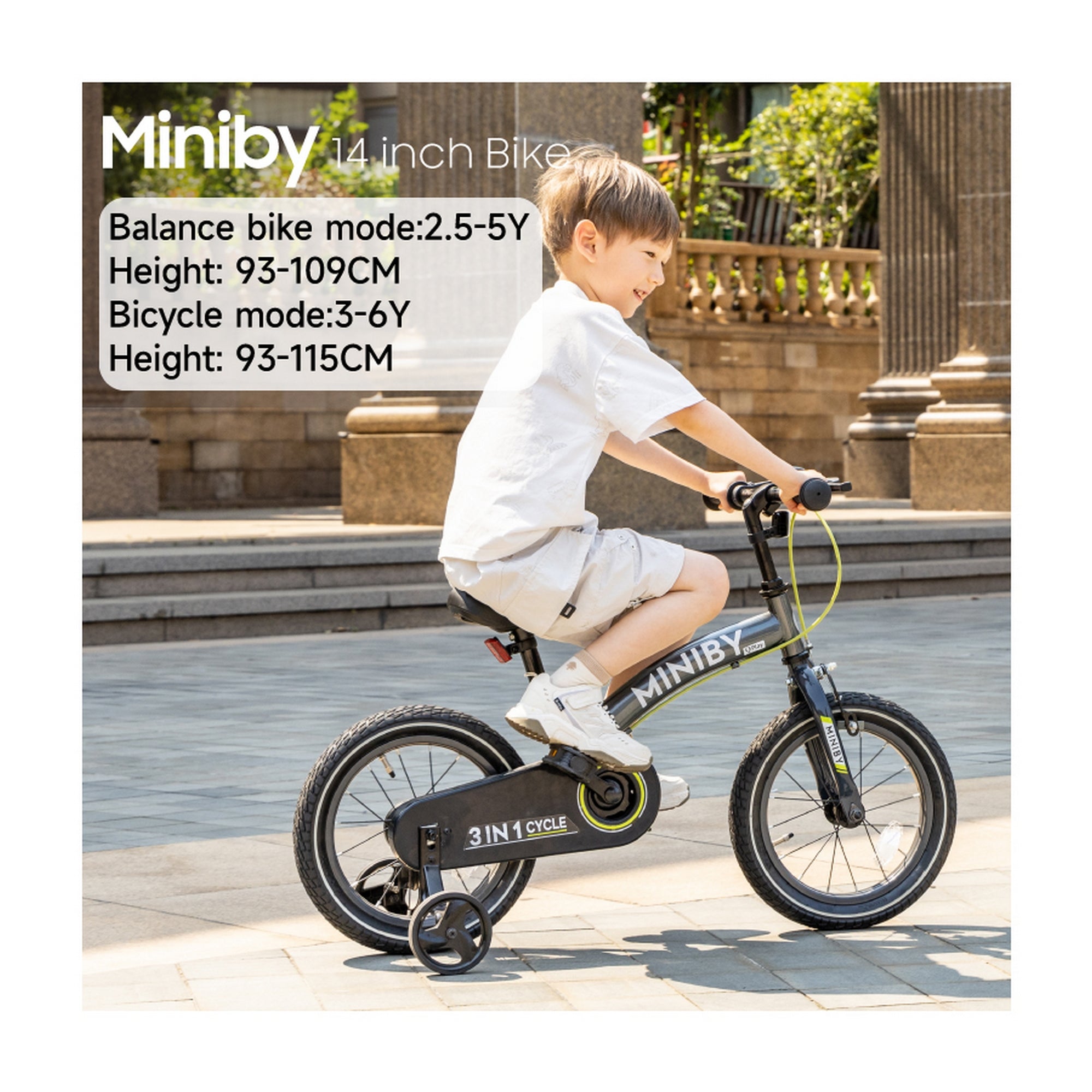 Qplay Bikes/Bicycle 14 "Miniby Air 1.5 Years to 8 Years - CB - 01 - GY