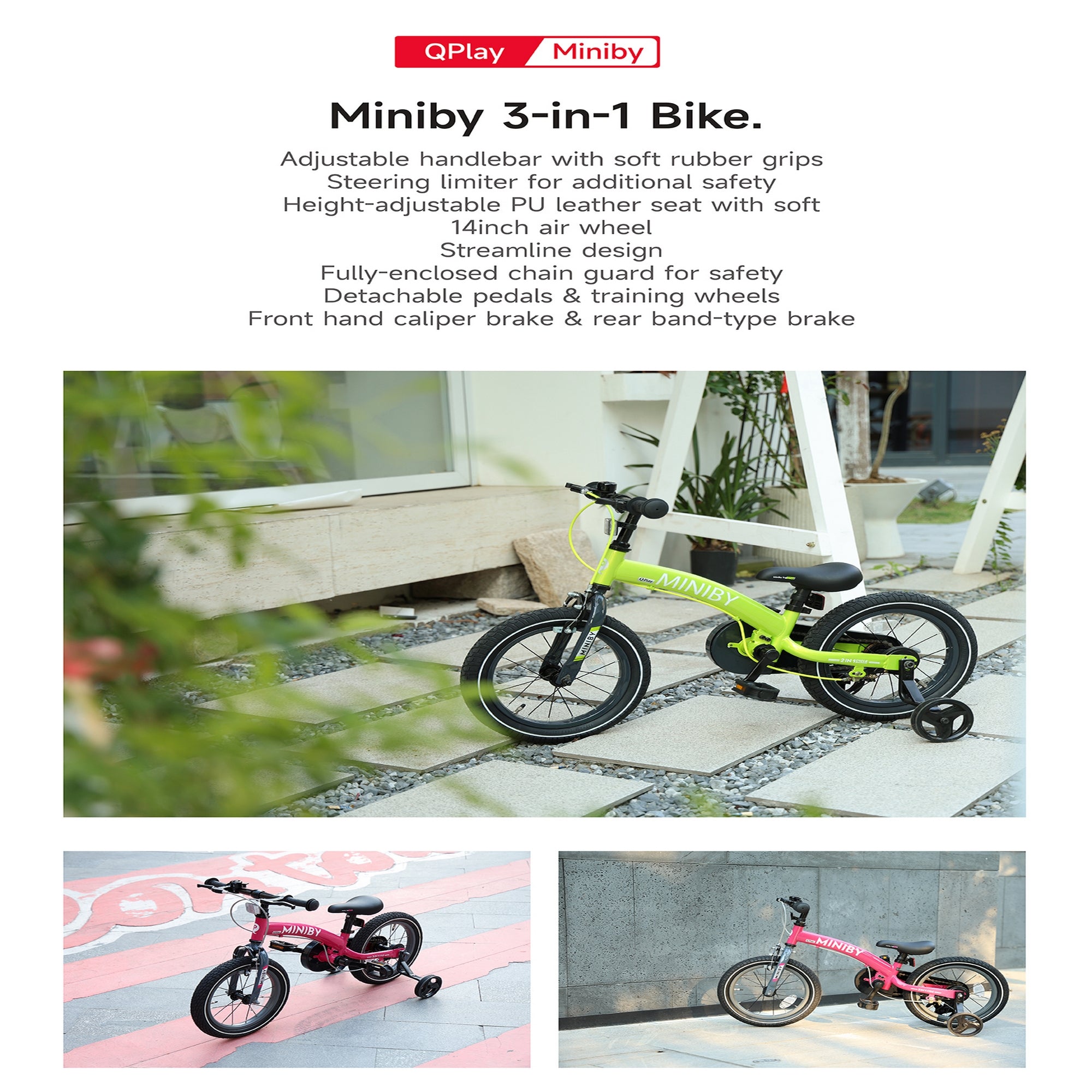 Qplay Bikes/Bicycle 14 "Miniby Air 1.5 Years to 8 Years - CB - 01 - PK
