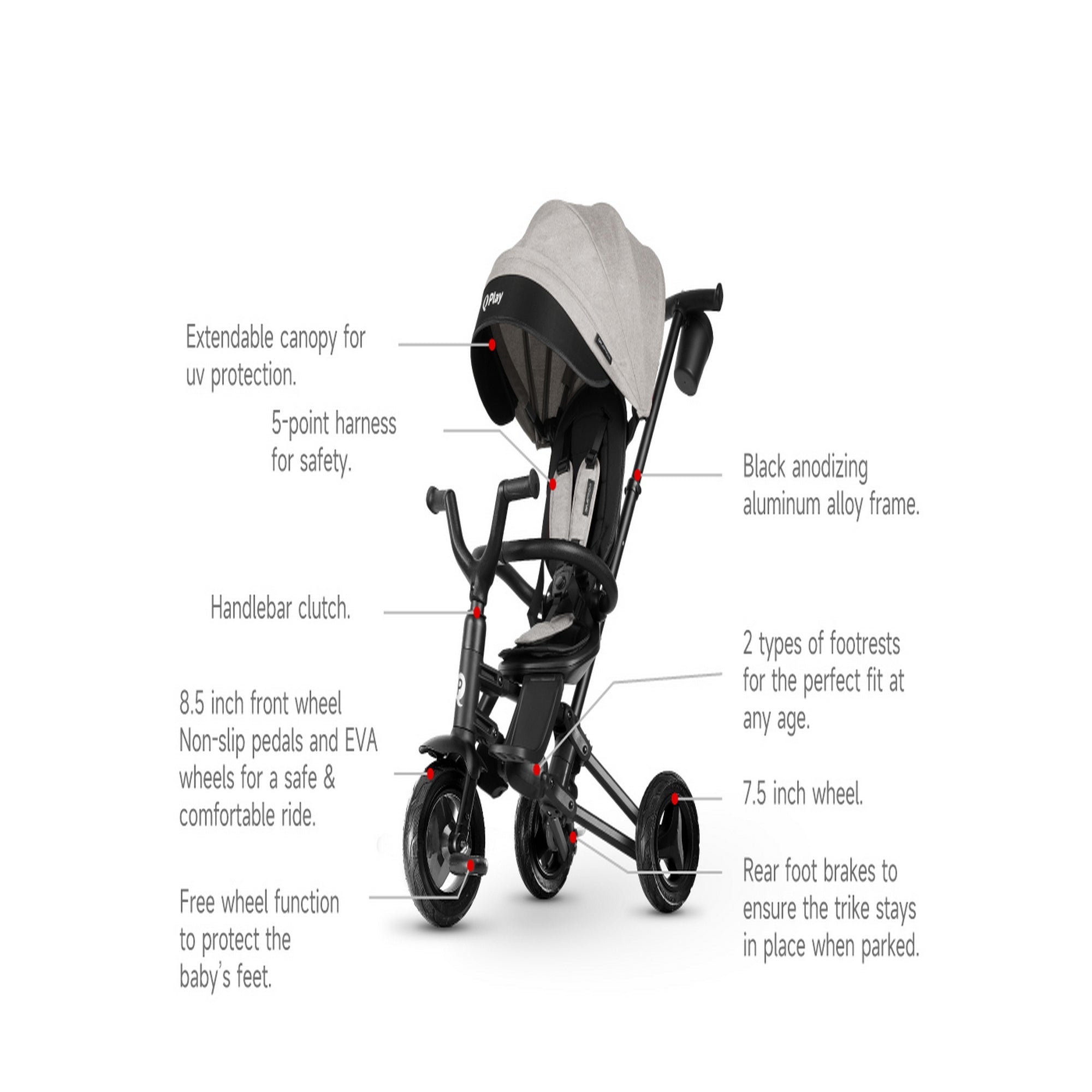 Qplay Trikes Nova Niello 10 to 72 Months - S700 - 12 - GY
