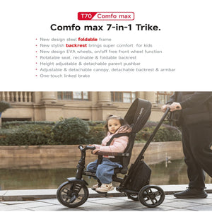 Qplay Trikes/Tricycle Comfo Max 7 in 1 10 to 72 Months - T70 - GY