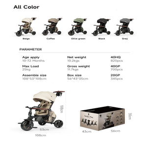Qplay Trikes/Tricycle Comfo Max 7 in 1 10 to 72 Months - T70 - GY