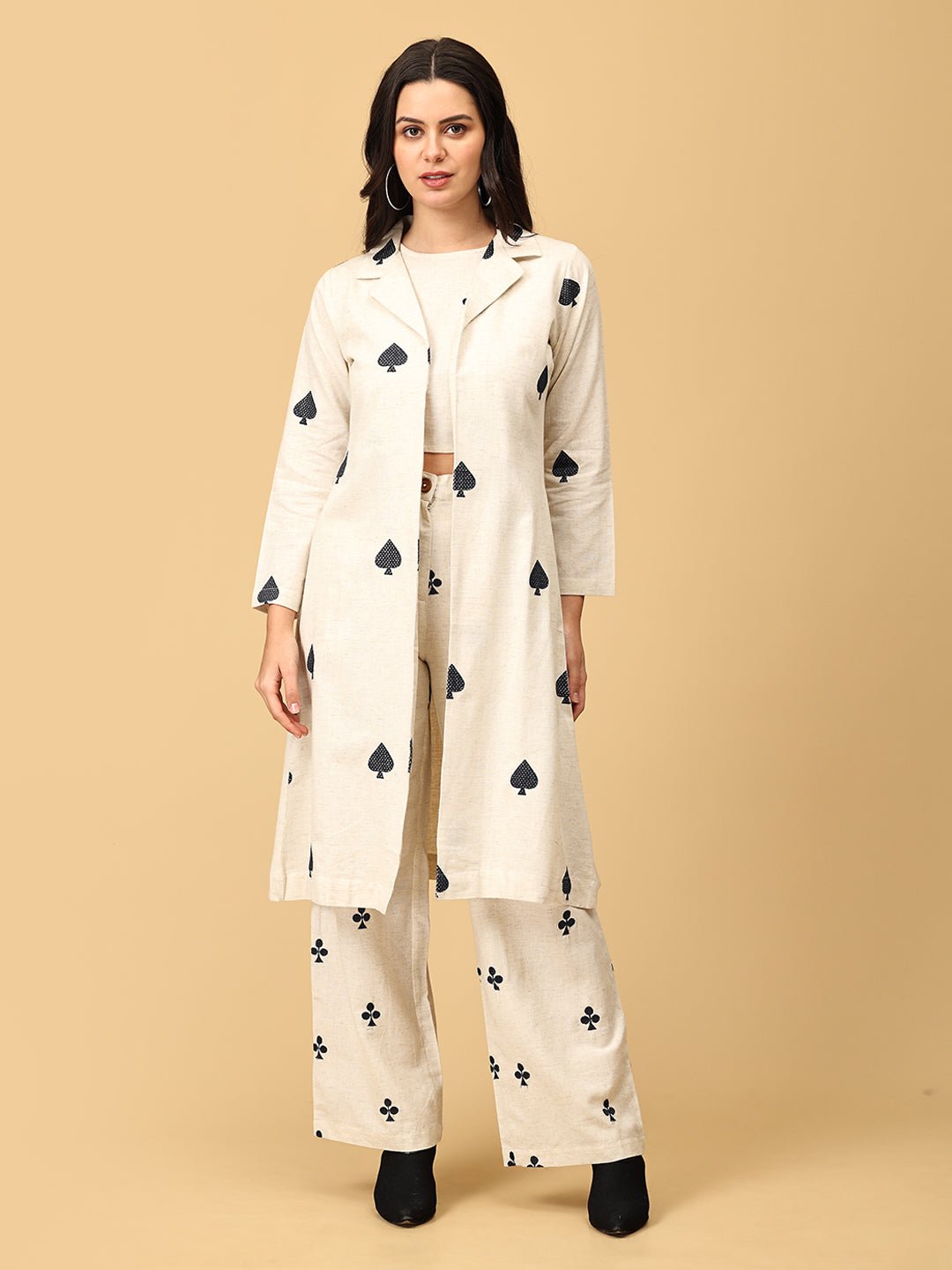 Queen of Spades Embroidered Womens Co Ord Set With Jacket - WES - SK - QNOS - S