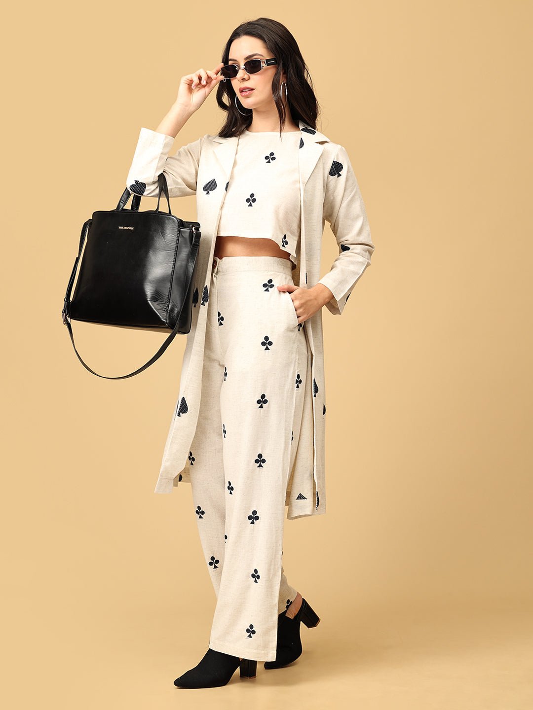 Queen of Spades Embroidered Womens Co Ord Set With Jacket - WES - SK - QNOS - S