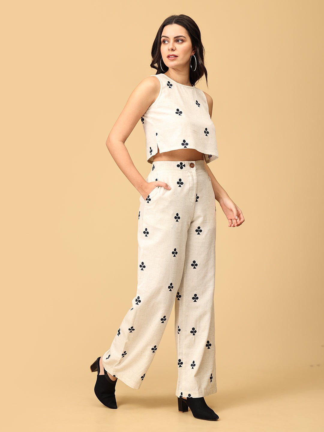 Queen of Spades Embroidered Womens Co Ord Set With Jacket - WES - SK - QNOS - S
