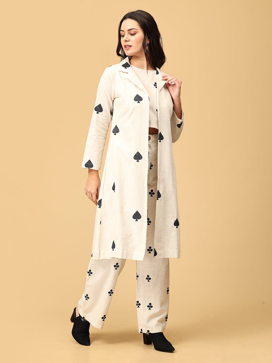 Queen of Spades Embroidered Womens Co Ord Set With Jacket - WES - SK - QNOS - S