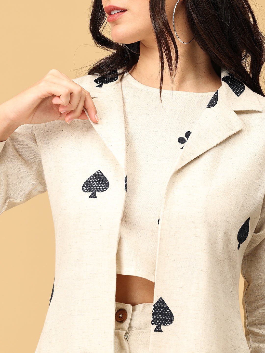 Queen of Spades Embroidered Womens Co Ord Set With Jacket - WES - SK - QNOS - S