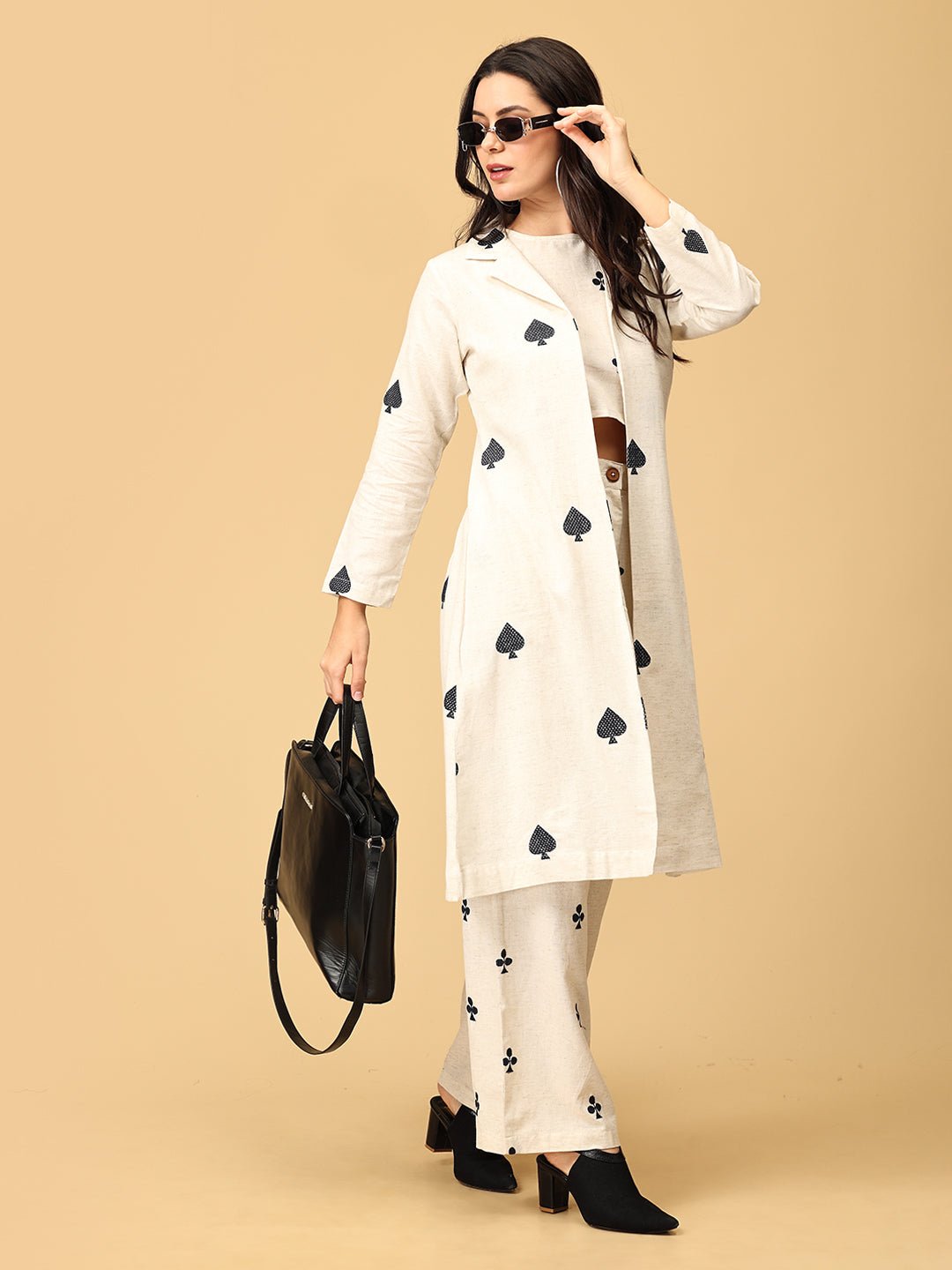 Queen of Spades Embroidered Womens Co Ord Set With Jacket - WES - SK - QNOS - S