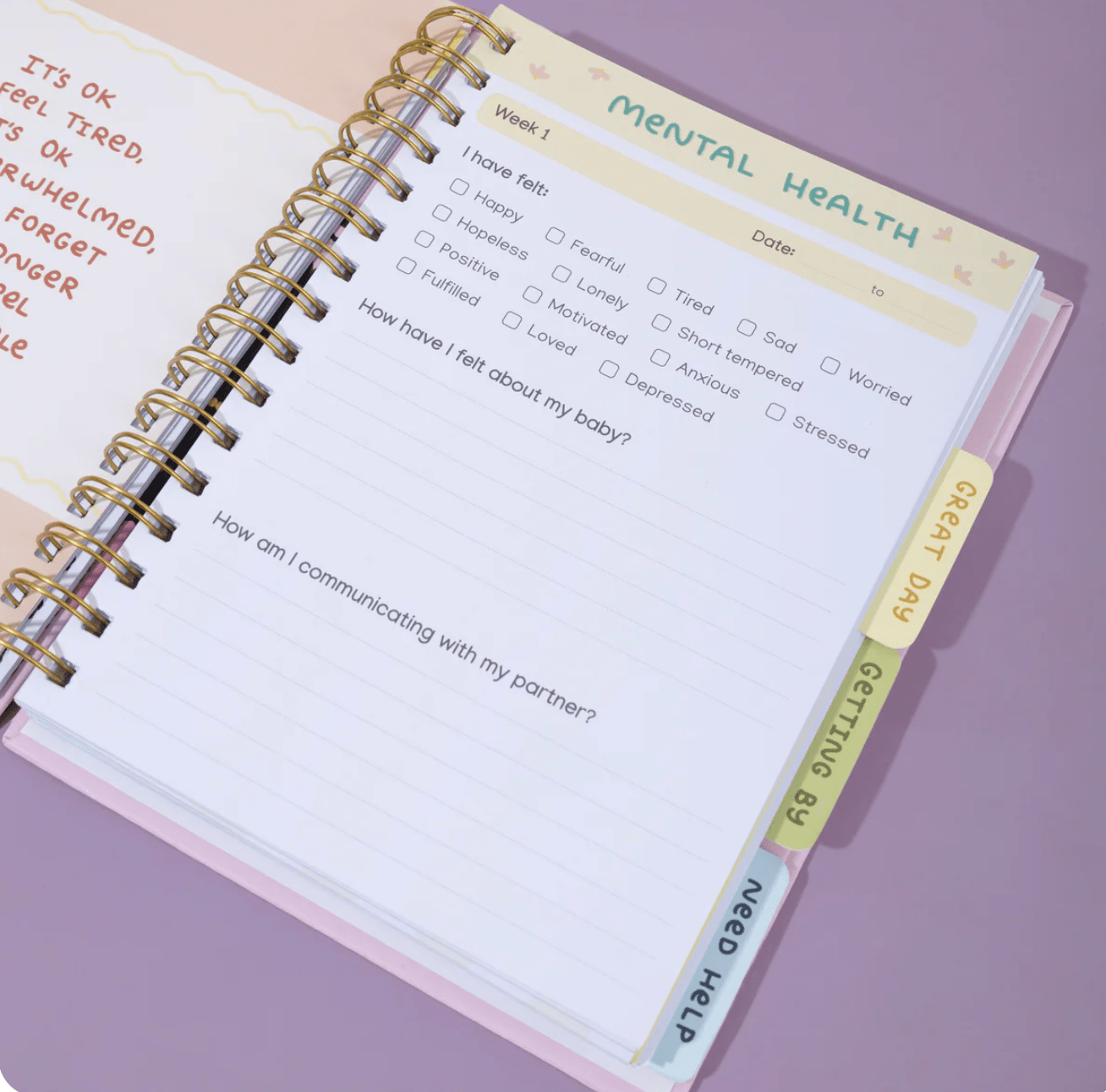 Qwirk Store The Postpartum Journal And Companion - Recover, Reflect and Reclaim yourself - Journal