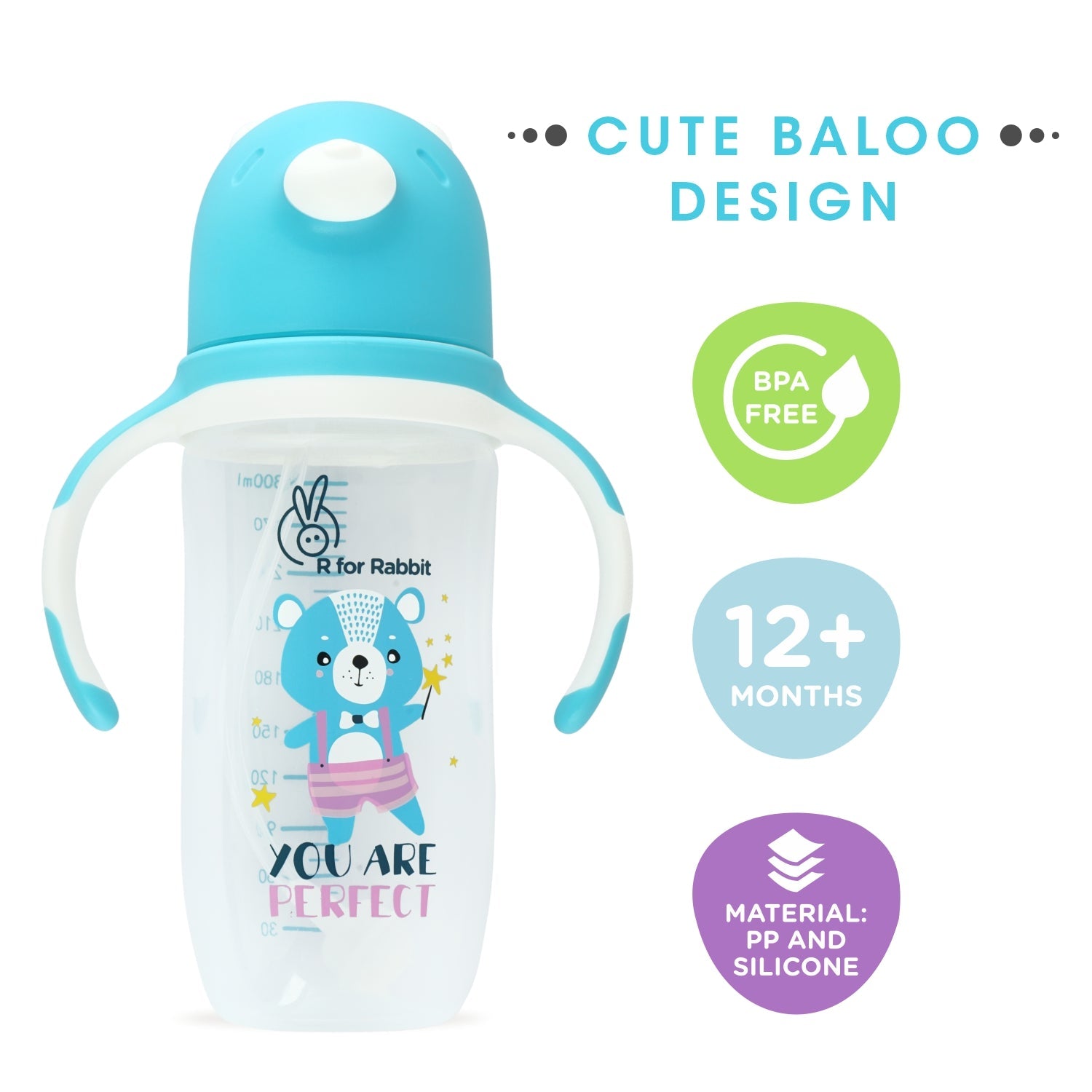 R for Rabbit Baloo Baby Straw Sipper - Blue - SIHPB01