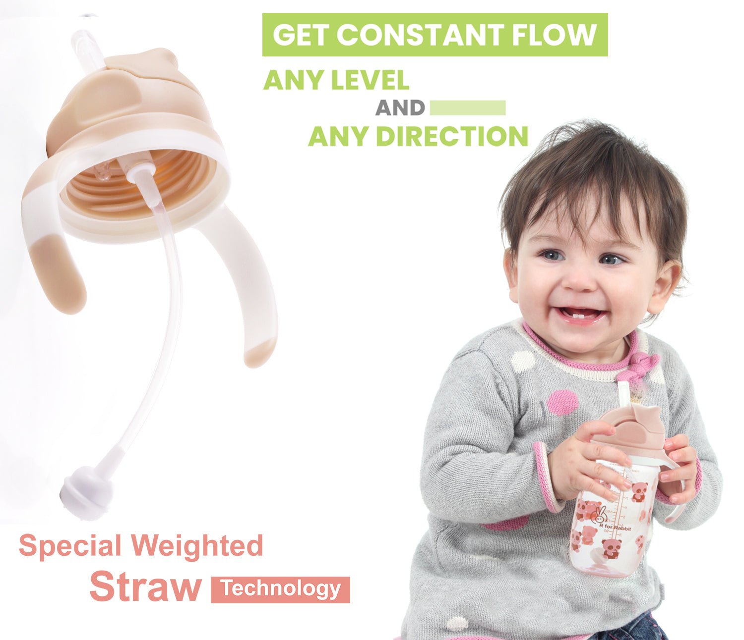 R for Rabbit Bubble Baby Straw Sippers - Yellow - SIBUY01