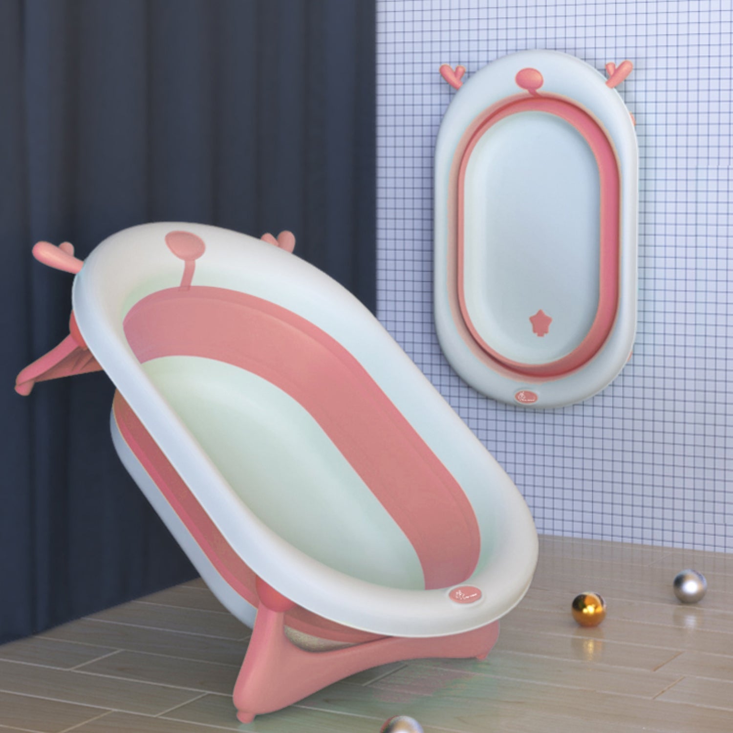 R for Rabbit Bubble Double Aqua Baby Bath Tub - Pink - BTBDAP3