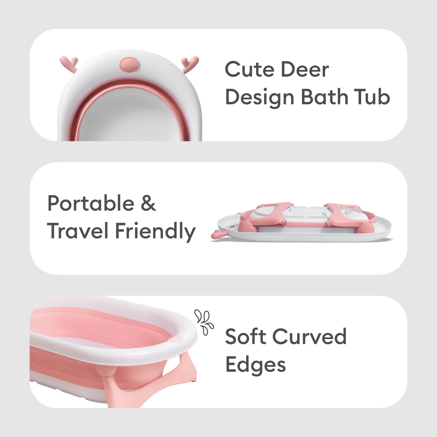 R for Rabbit Bubble Double Aqua Baby Bath Tub - Pink - BTBDAP3