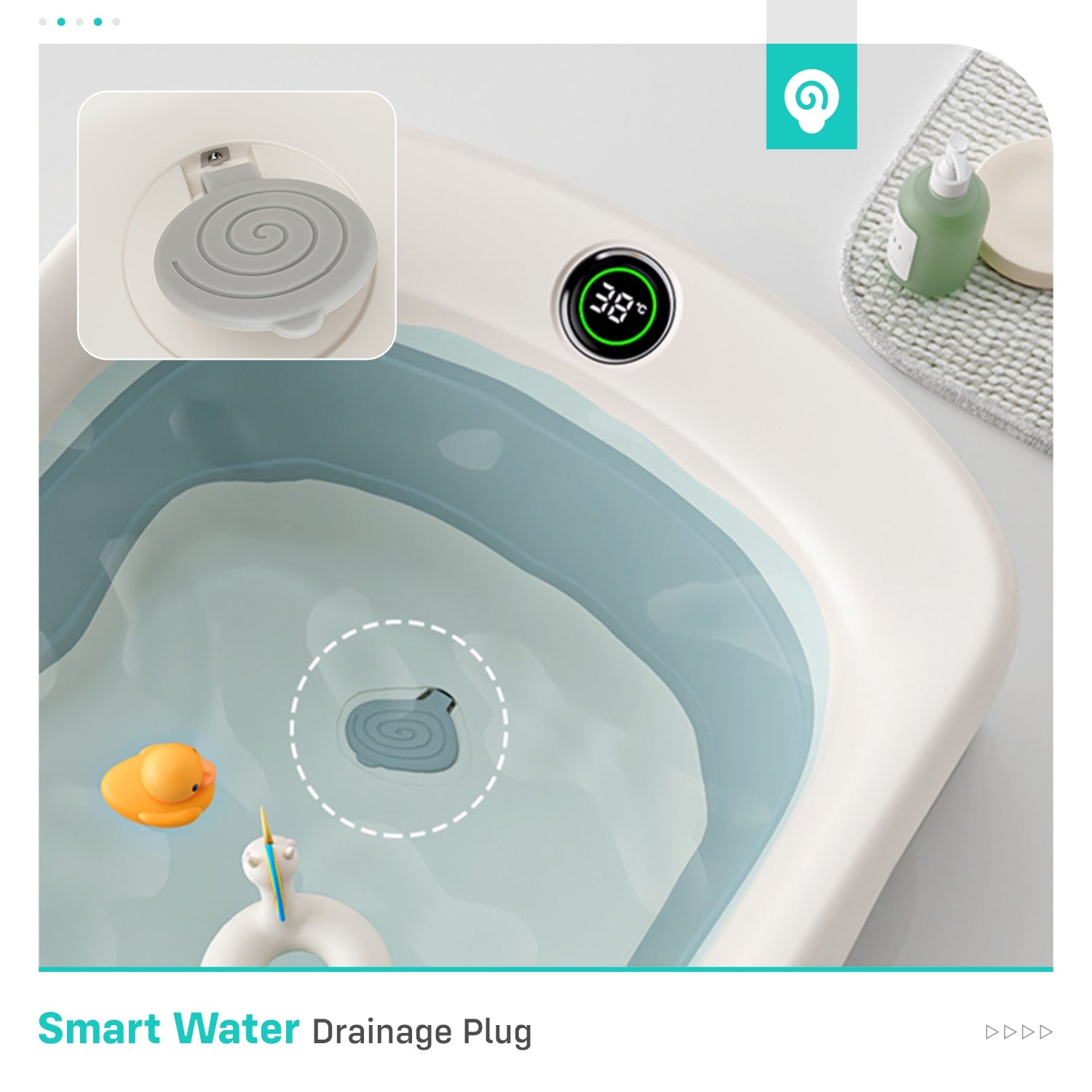 R for Rabbit Bubble Double Smart Baby Bath Tub - Grey White - BTBDSGW3