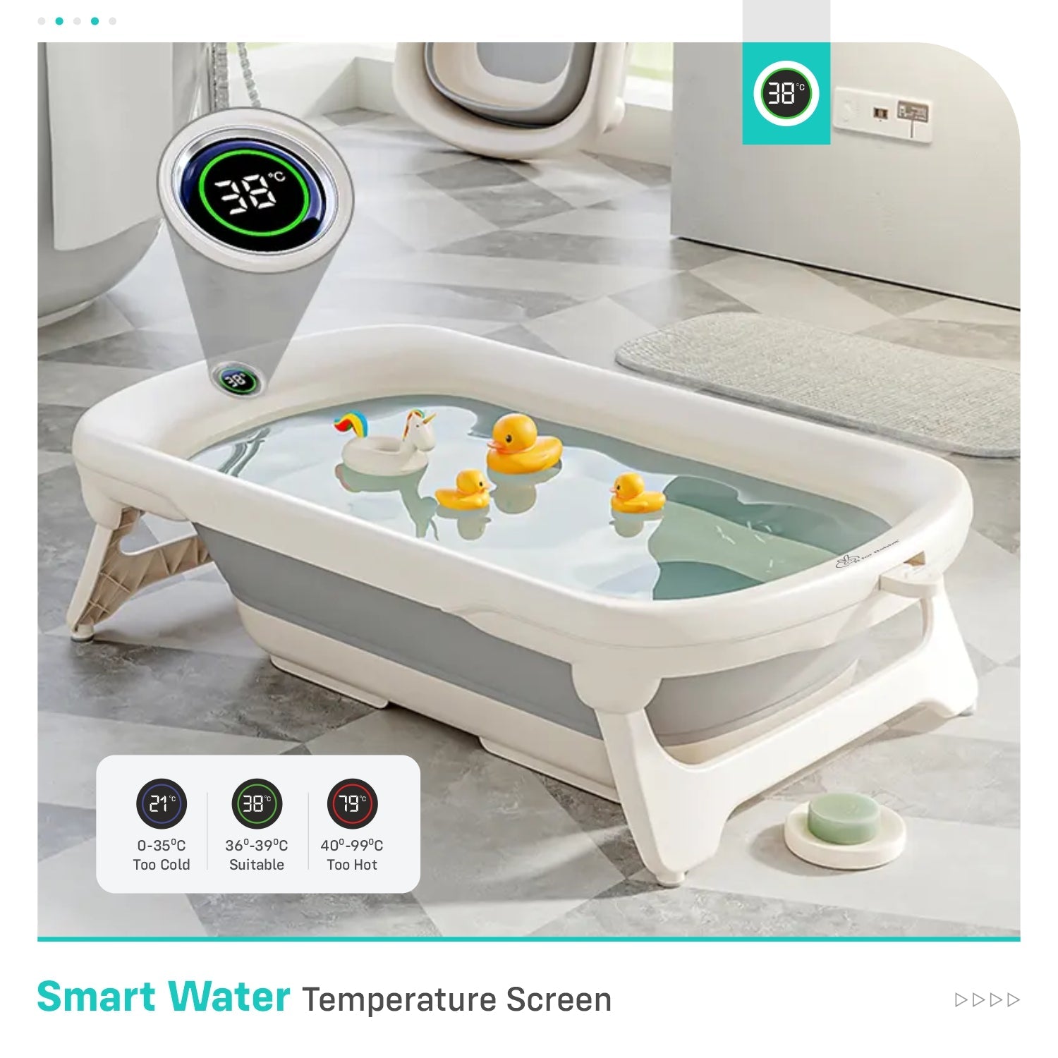 R for Rabbit Bubble Double Smart Baby Bath Tub - Grey White - BTBDSGW3