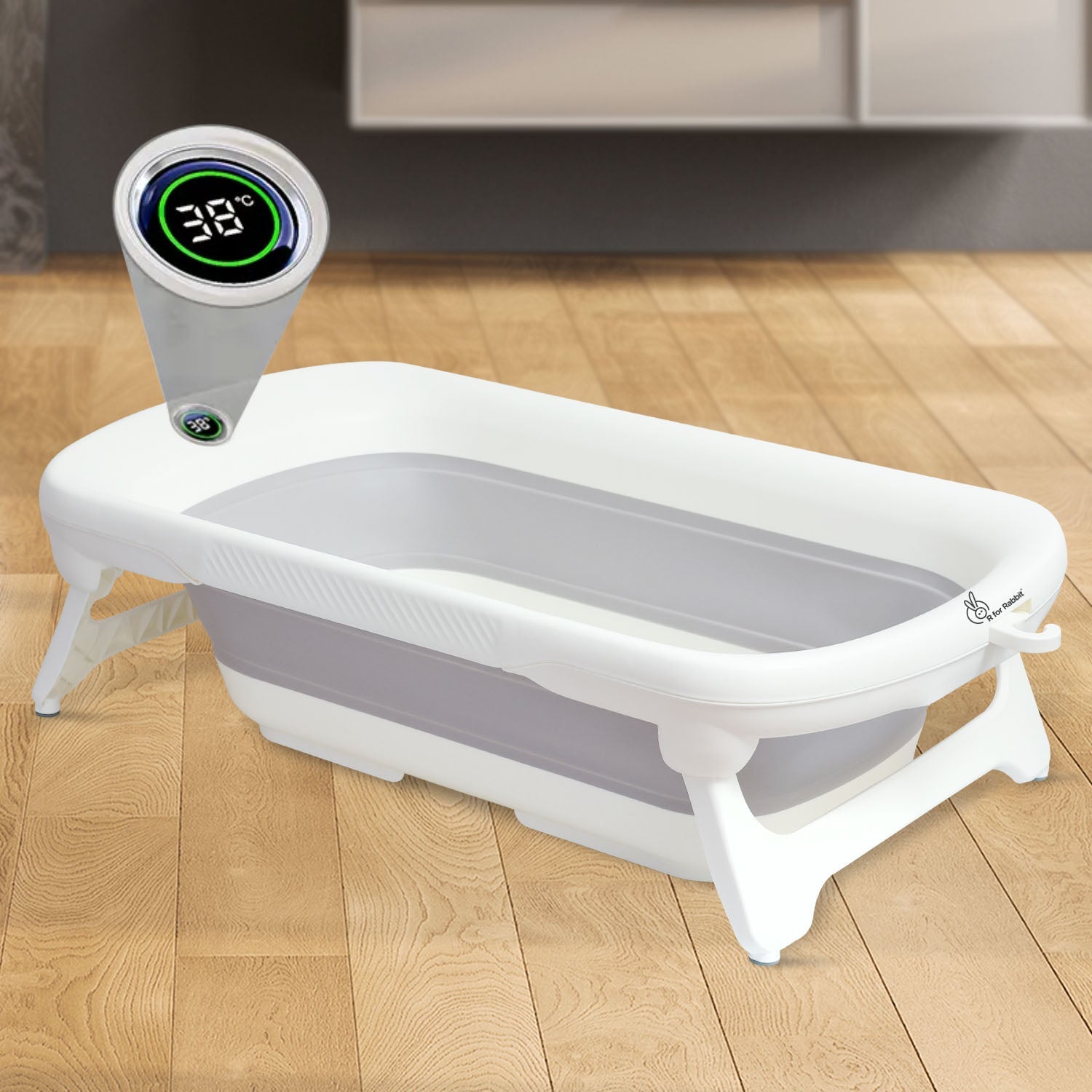 R for Rabbit Bubble Double Smart Baby Bath Tub - Grey White - BTBDSGW3