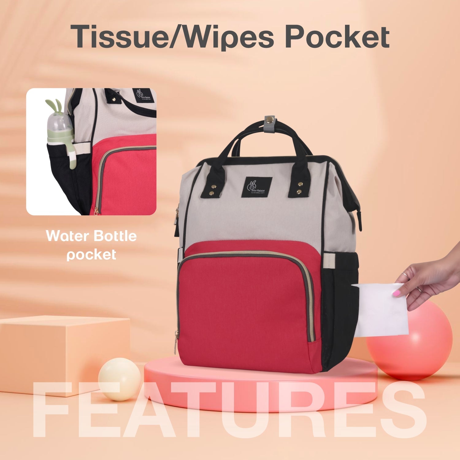 R for Rabbit Caramello Diaper Bag - Red Cream - DBCMRC1
