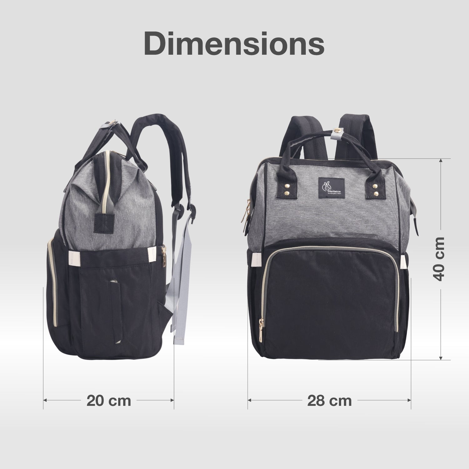 R for Rabbit Caramello Diaper Bags - Black Grey - DBCMBG1