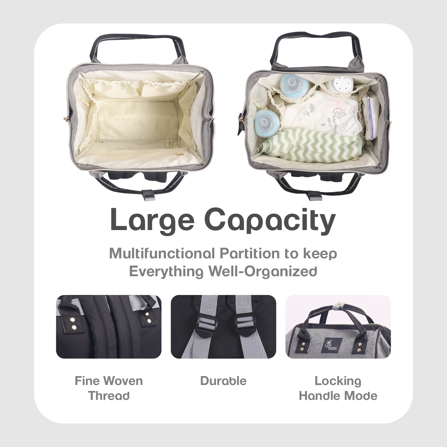 R for Rabbit Caramello Diaper Bags - Black Grey - DBCMBG1