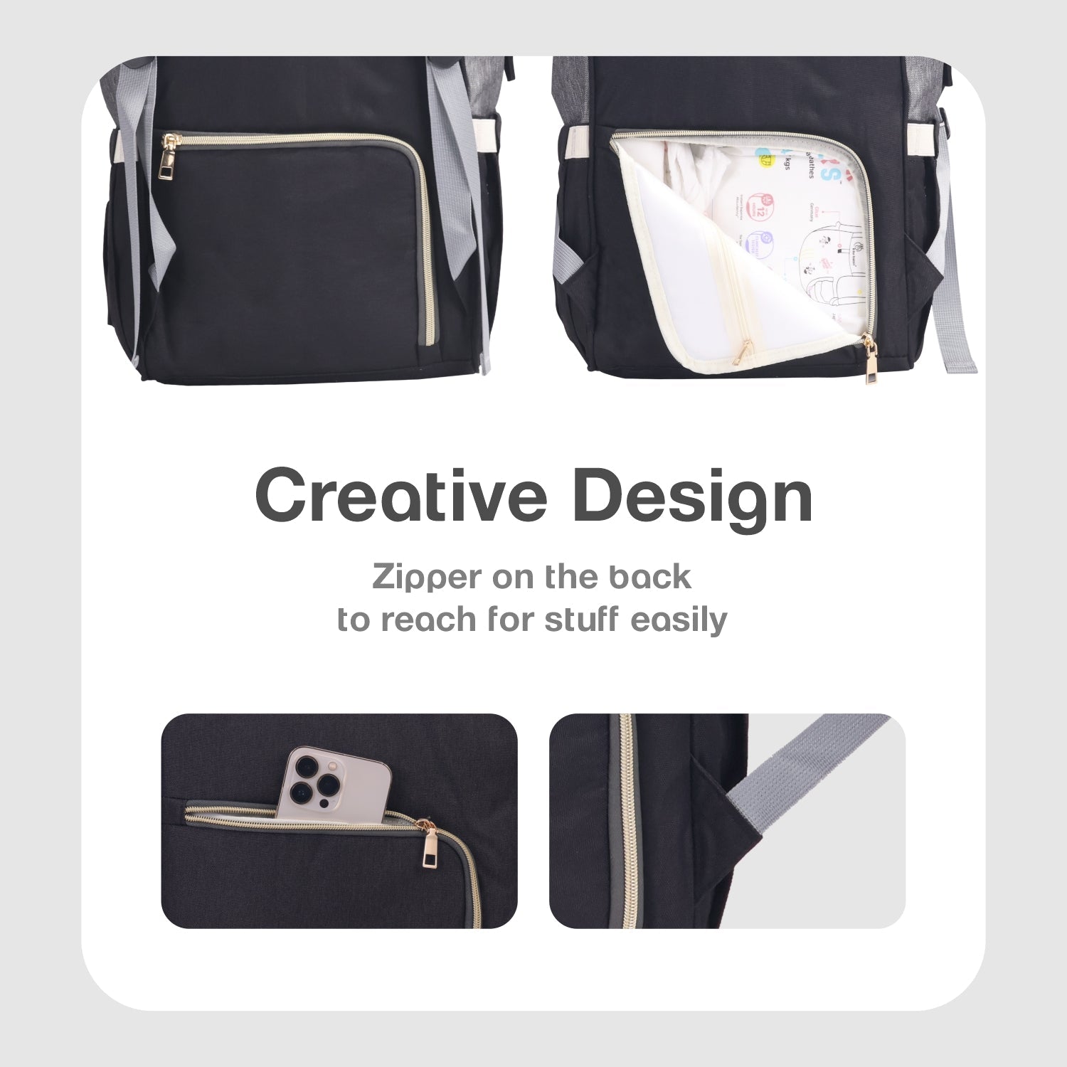 R for Rabbit Caramello Diaper Bags - Black Grey - DBCMBG1