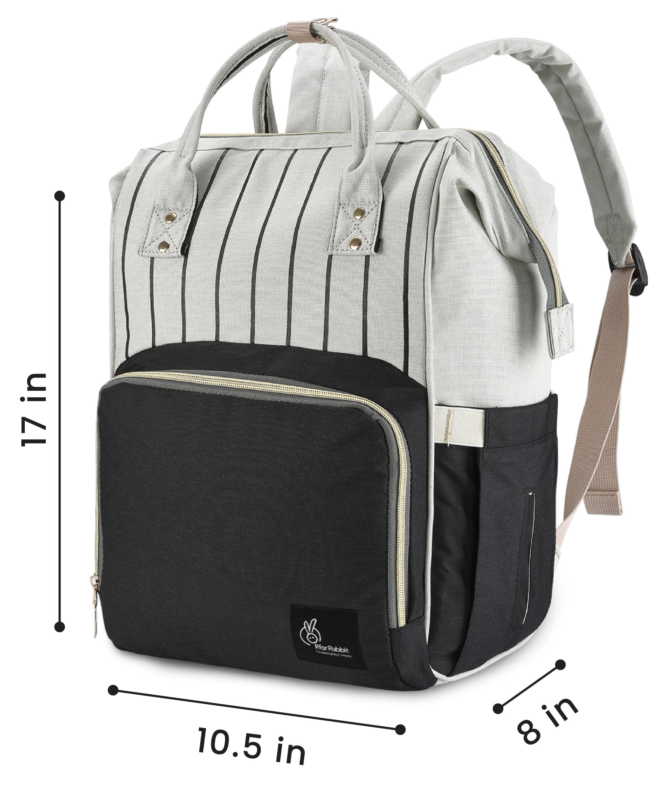 R for Rabbit Caramello Diaper Bags - Black strip - DBCMBS1
