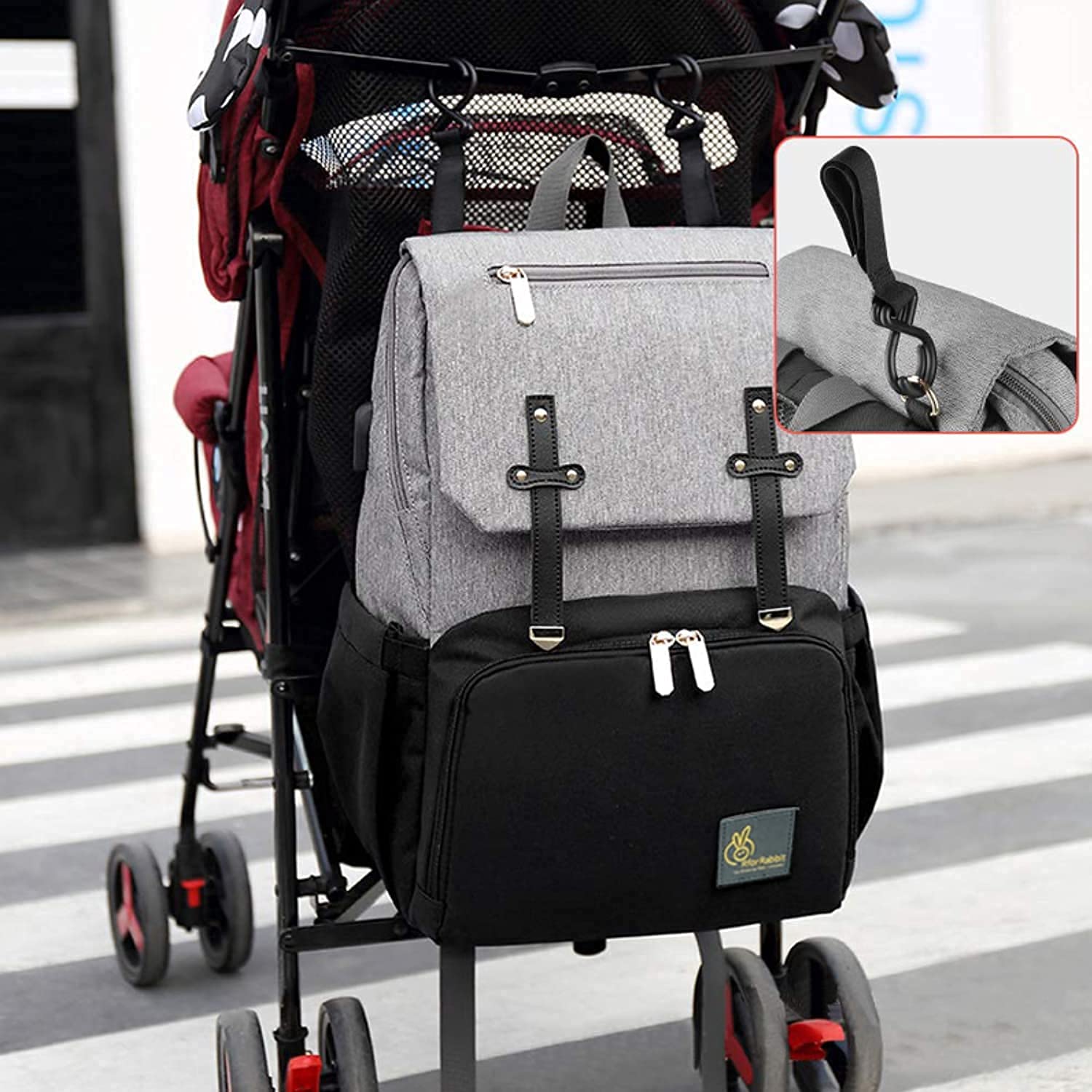R for Rabbit Caramello Smart Diaper Bag - Grey Black - DBCMSG1