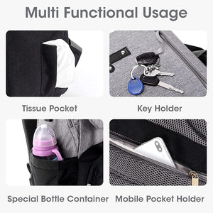 R for Rabbit Caramello Smart Diaper Bag - Grey Black - DBCMSG1