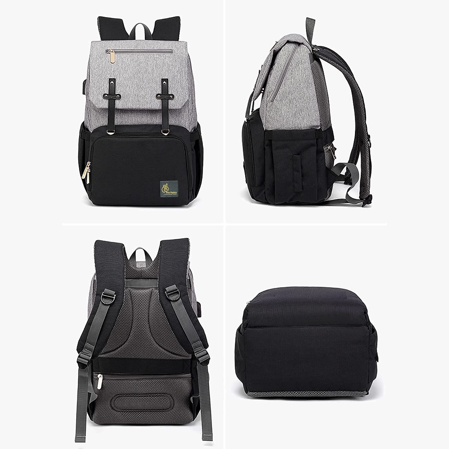 R for Rabbit Caramello Smart Diaper Bag - Grey Black - DBCMSG1