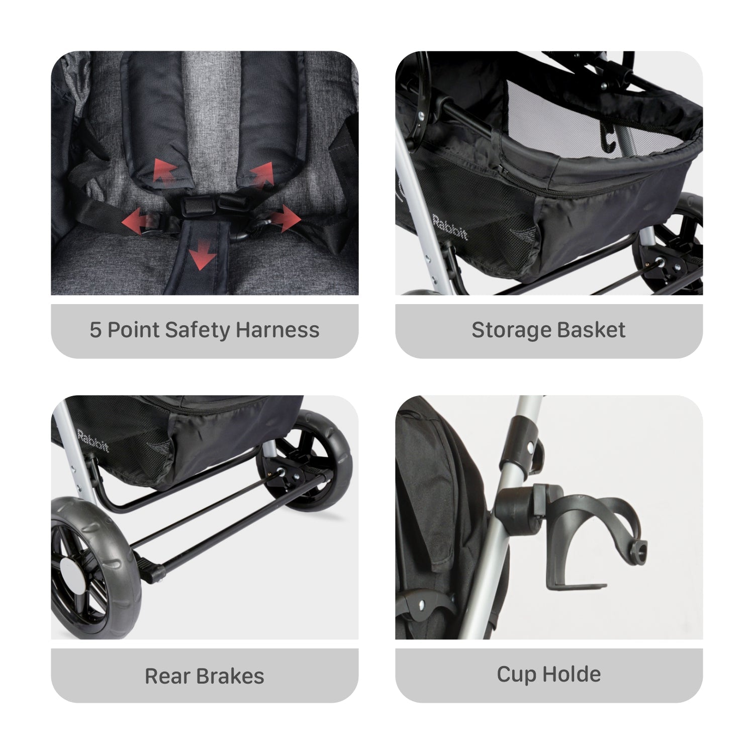 R for Rabbit Chcocolate Ride Travel System Travel System Black Grey Baby Gear - Baby Stroller & Prams