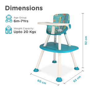 R for Rabbit Cherry Berry 3-in-1 High Chair Blue - Baby High Chair