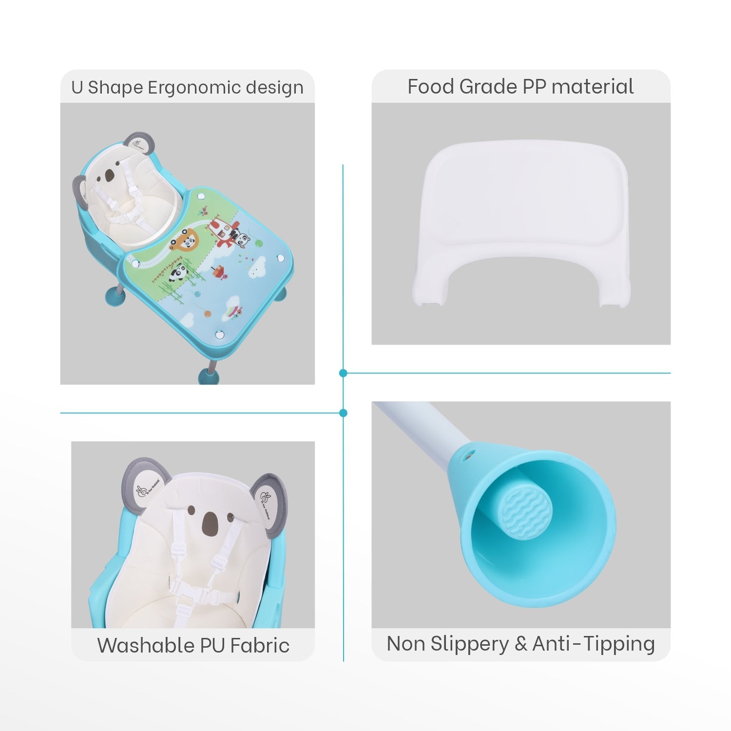 R for Rabbit Cherry Berry Grand High Chair Teddy Green Baby Gear - Baby High Chair