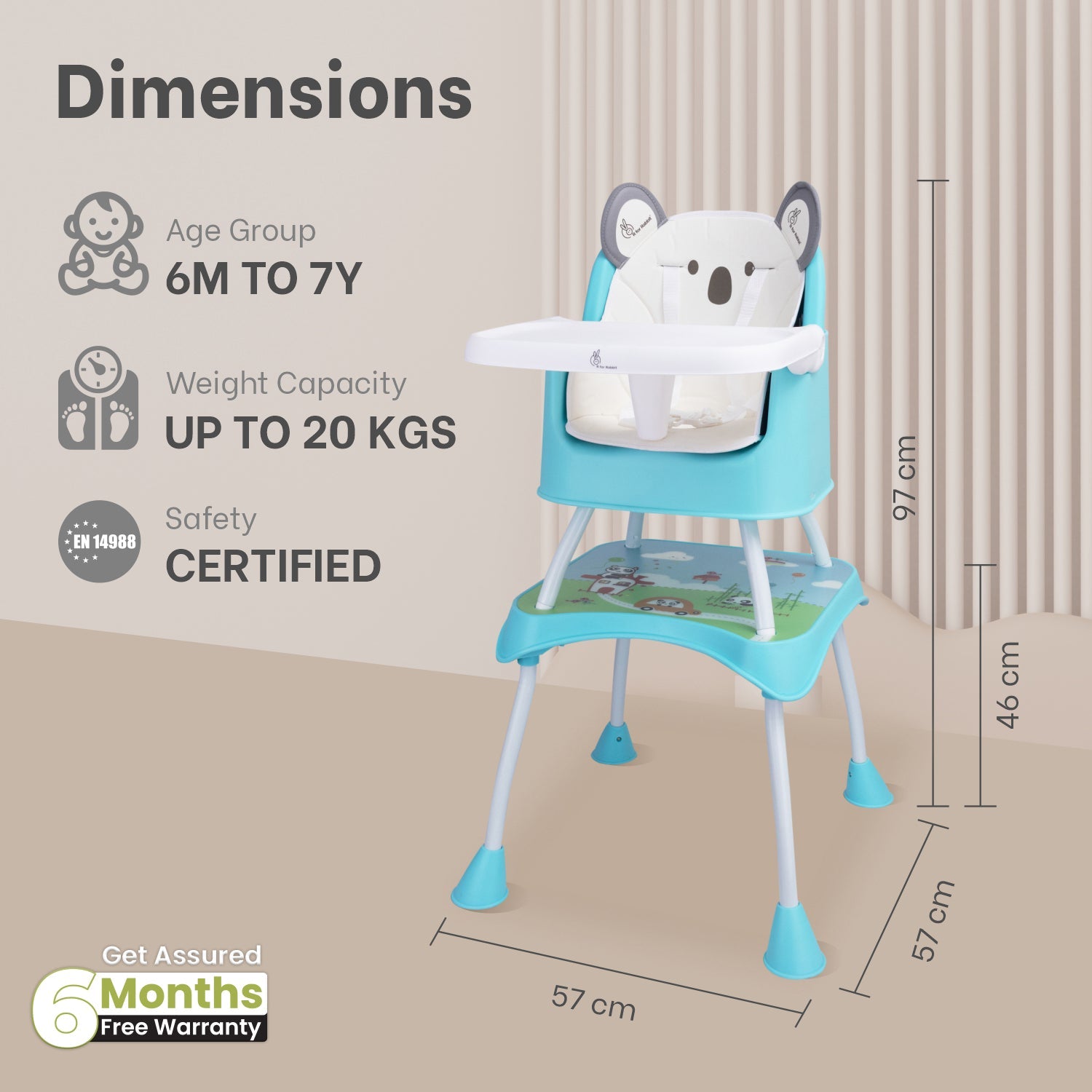 R for Rabbit Cherry Berry Grand High Chair Teddy Green Baby Gear - Baby High Chair