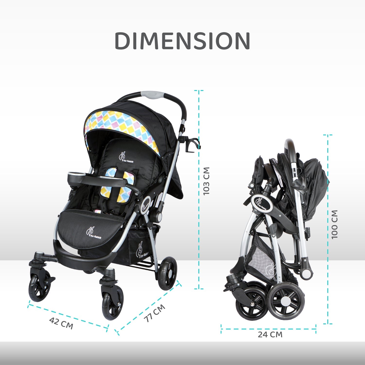 R for Rabbit Chocolate Ride Baby Strollers - Black Multi - STCRBM1