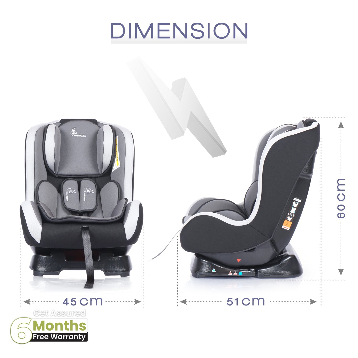 R for Rabbit Convertible Baby Car Seat Jack N Jill - Black Grey - CCJJBG1