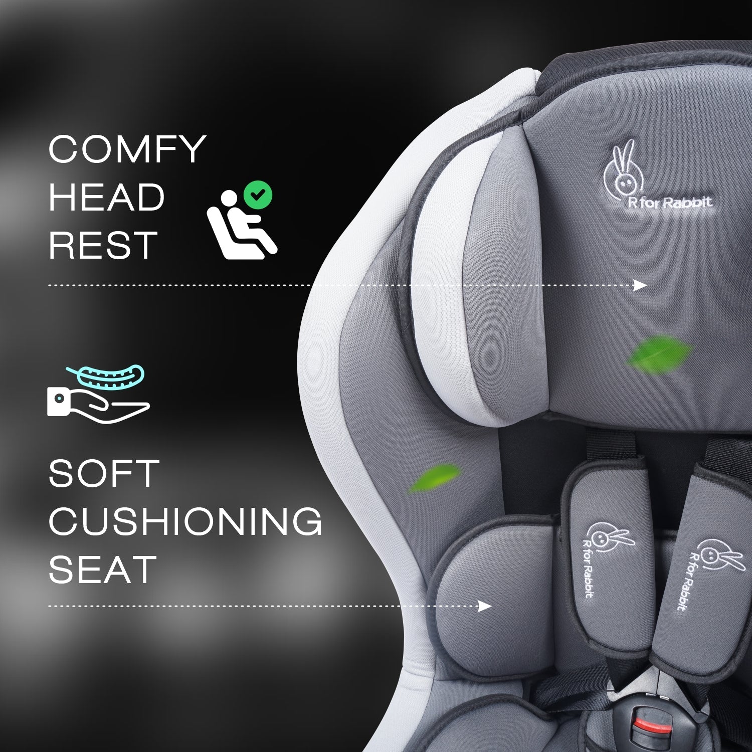 R for Rabbit Convertible Baby Car Seat Jack N Jill - Black Grey - CCJJBG1