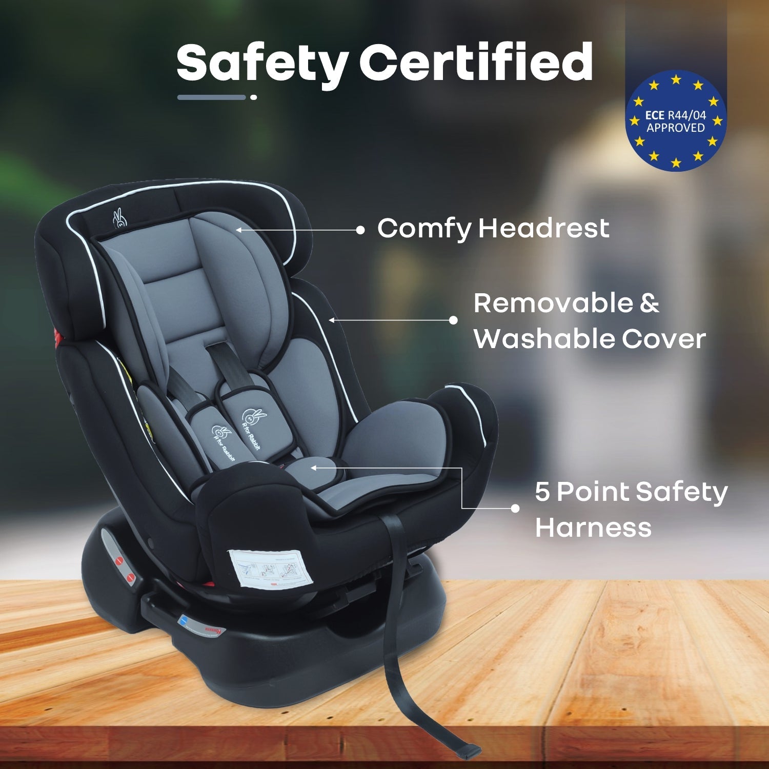 R for Rabbit Convertible Baby Car Seat Jack N Jill Grand - Black Grey - CCJJBG3