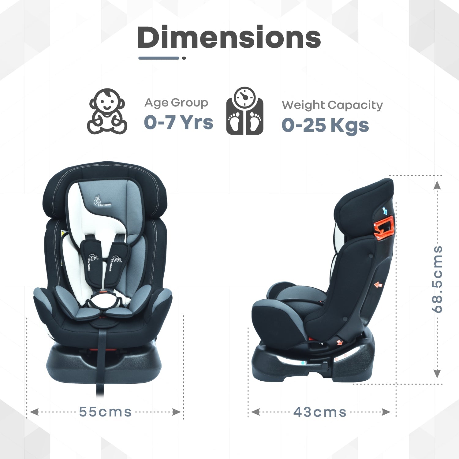 R for Rabbit Convertible Baby Car Seat Jack N Jill Grand - Black Multicolor - CCJJBM3