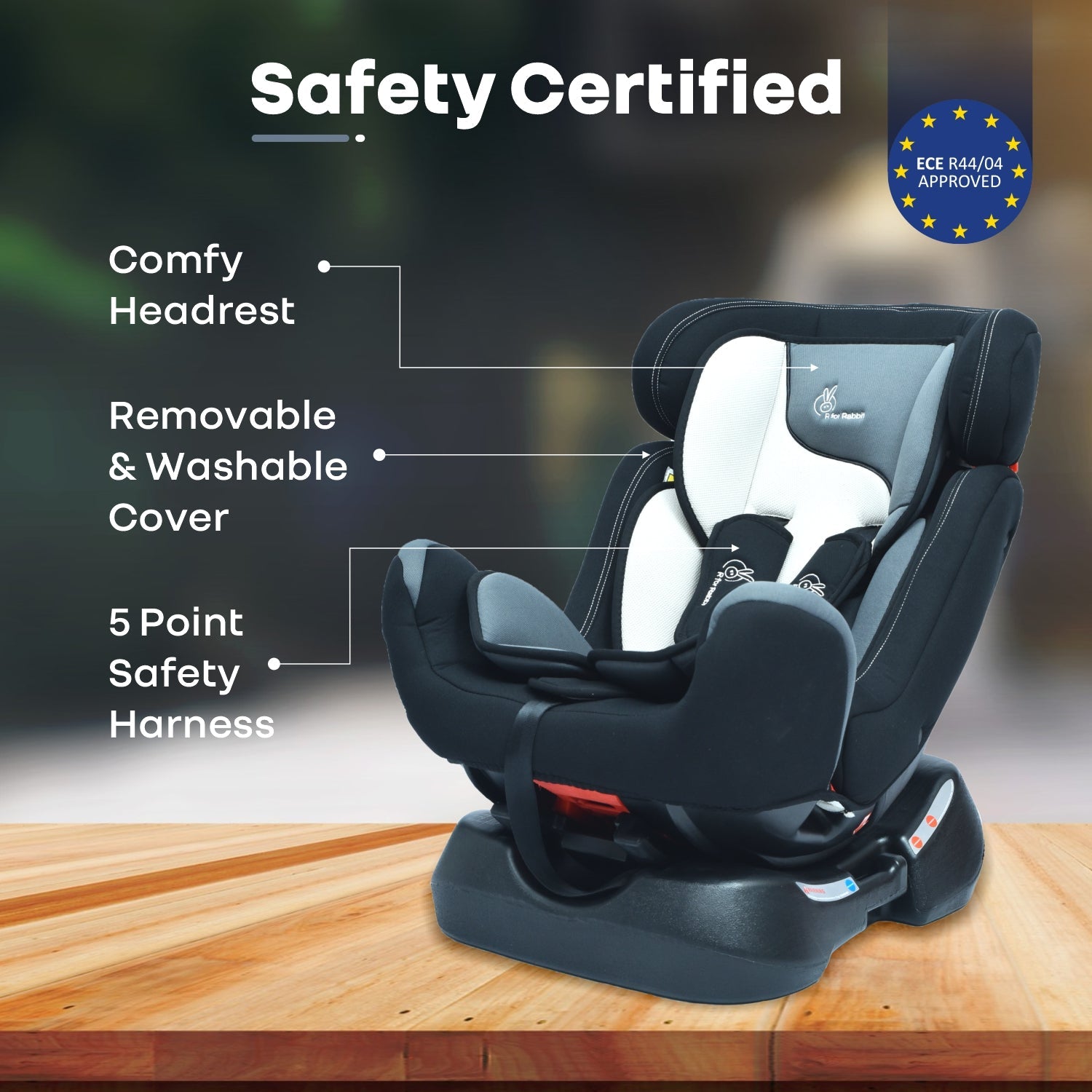 R for Rabbit Convertible Baby Car Seat Jack N Jill Grand - Black Multicolor - CCJJBM3