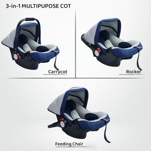 R for Rabbit Cozy 3 in 1 Multipurpose Baby Carry Cot, Rocker, Portable, Removable & Washable Cover, UV Protection Canopy - Carry Cot