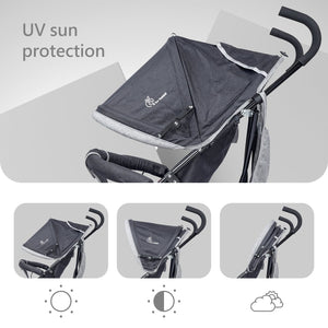 R for Rabbit Cute Little Pixie Buggy - Black Grey - Baby Stroller & Prams