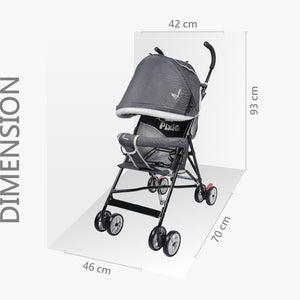 R for Rabbit Cute Little Pixie Buggy - Black Grey - Baby Stroller & Prams