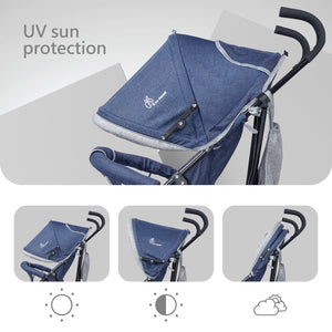 R for Rabbit Cute Little Pixie Buggy - Blue Grey - Baby Stroller & Prams
