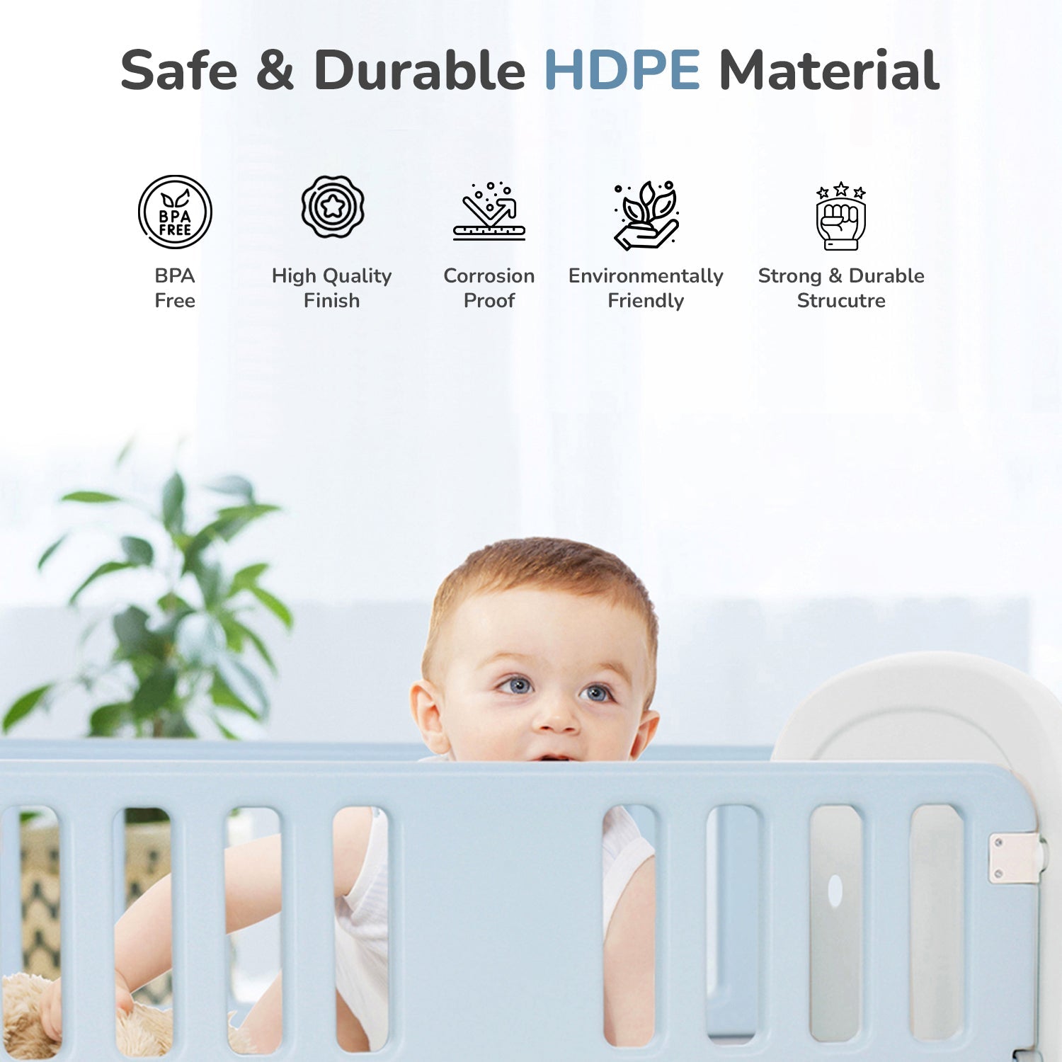 R for Rabbit Dream N Play Plus Cot - Grey Blue Baby Crib