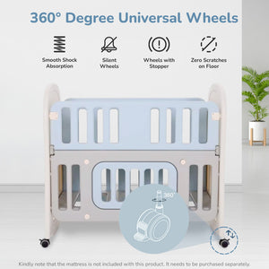 R for Rabbit Dream N Play Plus Cot - Grey Blue Baby Crib
