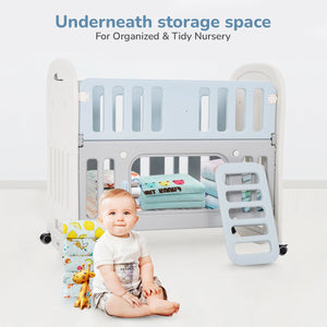R for Rabbit Dream N Play Plus Cot - Grey Blue Baby Crib